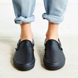 Black Leather Slip-On Vans